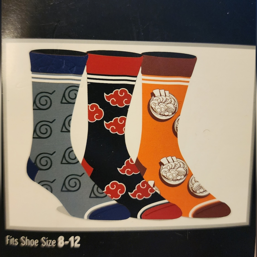 Men's Naruto 3 Pack Socks New in Box